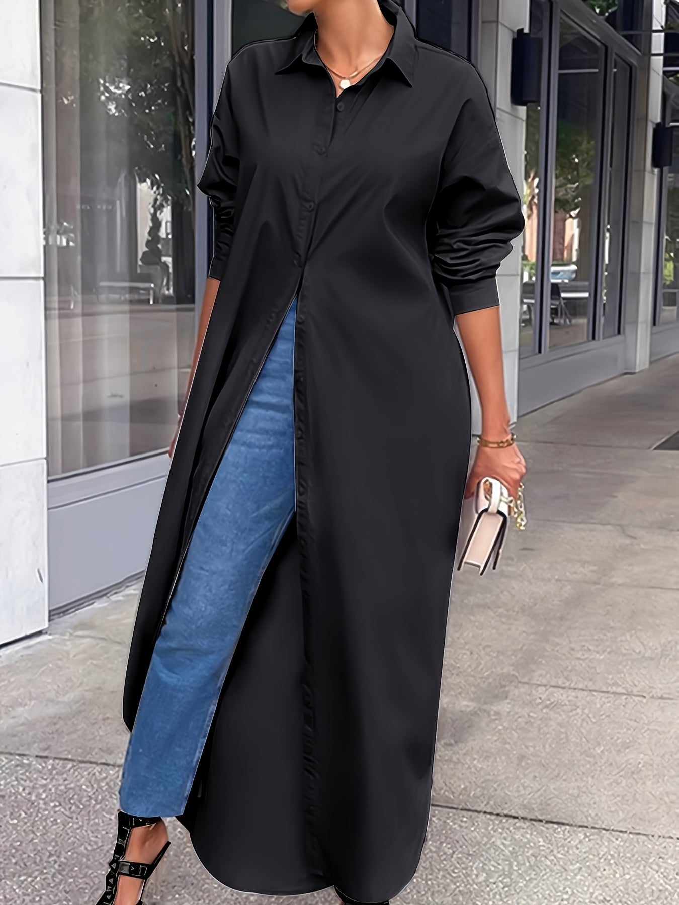 Robe chemise de couleur unie