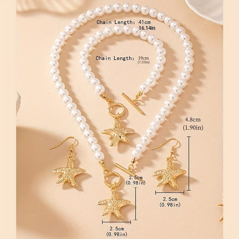 1 ensemble de collier d’étoile de mer de perle d’imitation de nouvelle mode