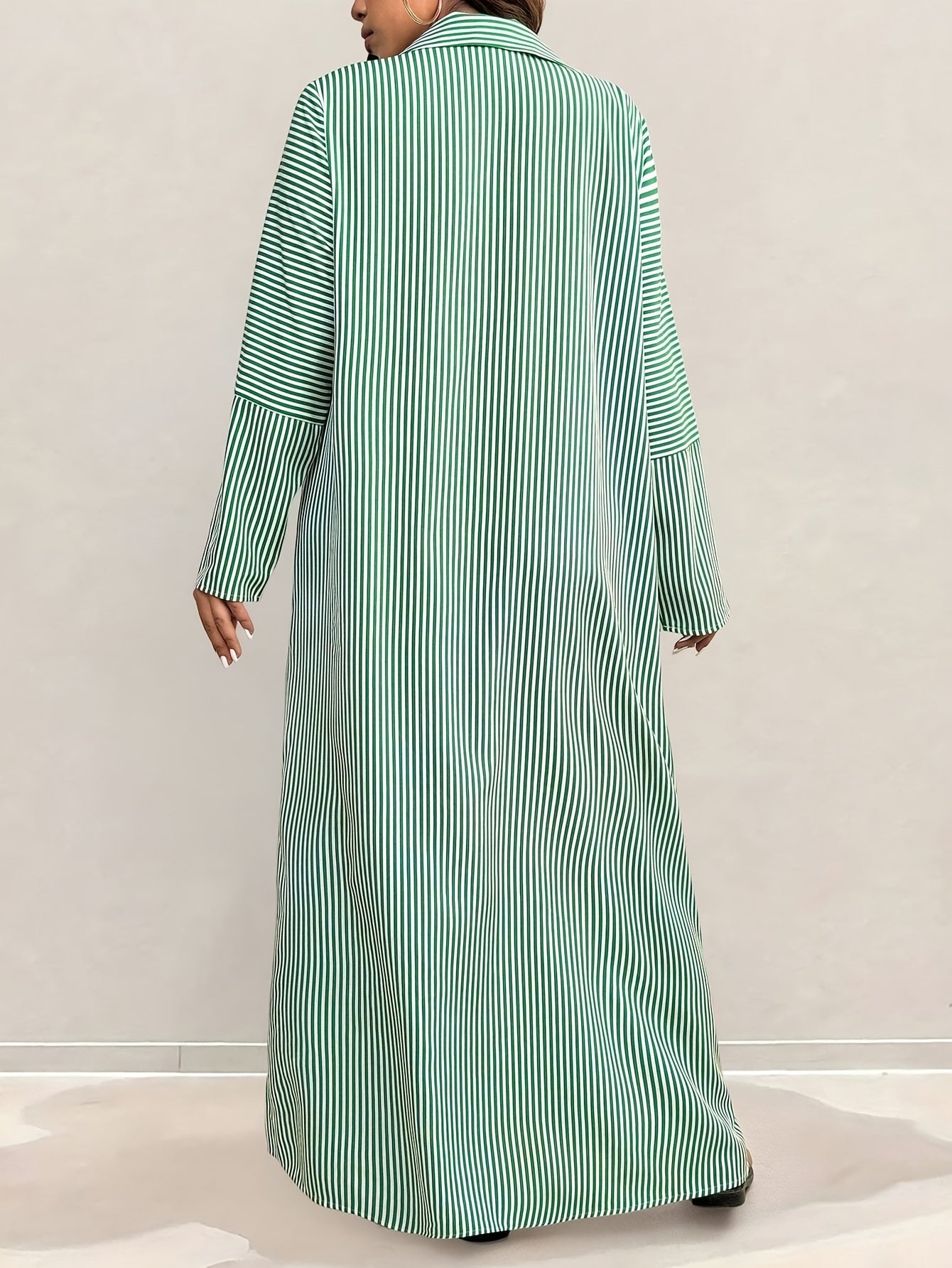 Grande taille - Robe chemise longue rayée élégante pour femmes grande taille