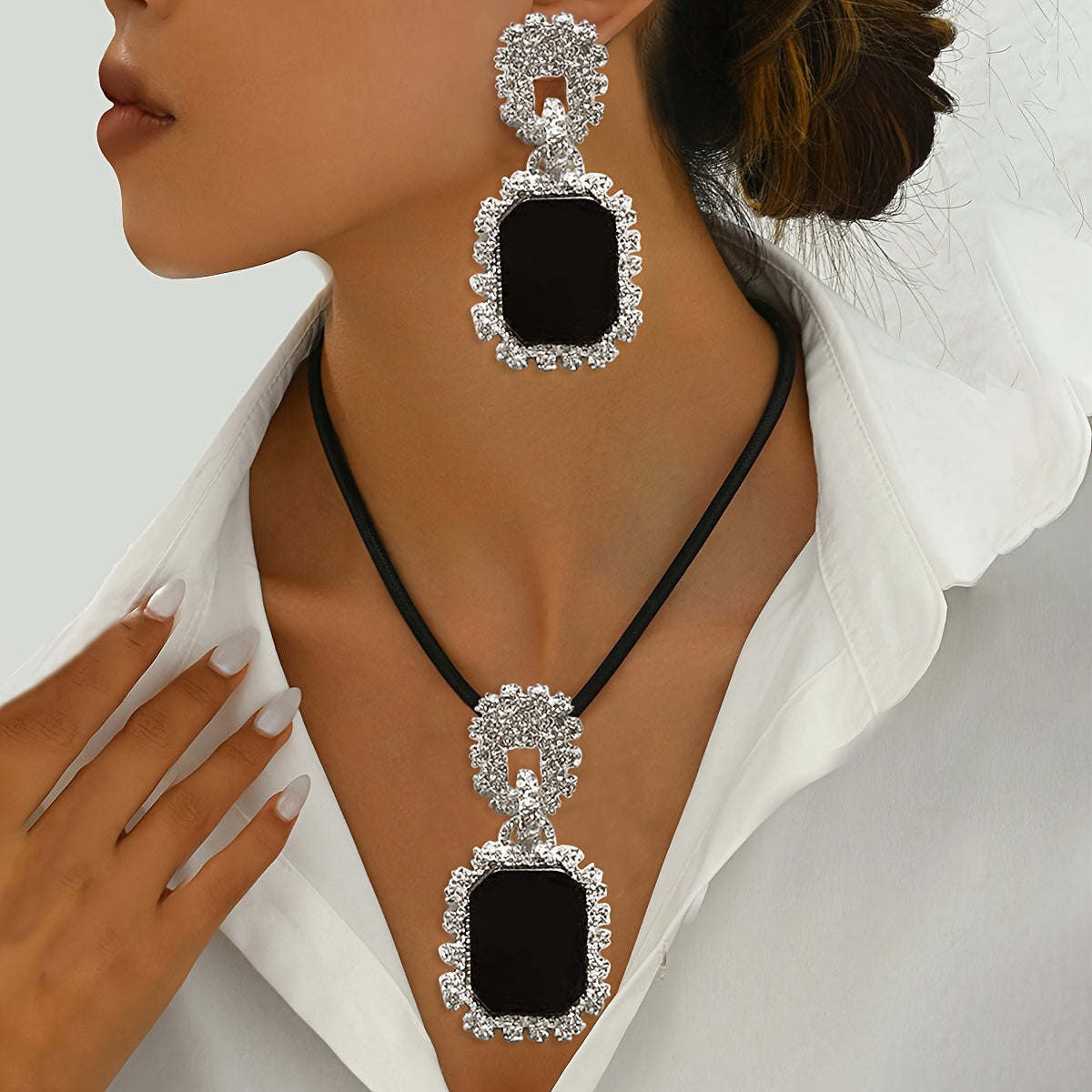 3pcs Automne-Hiver Mode Créatif Polyvalent Style Métal Collier Ensemble