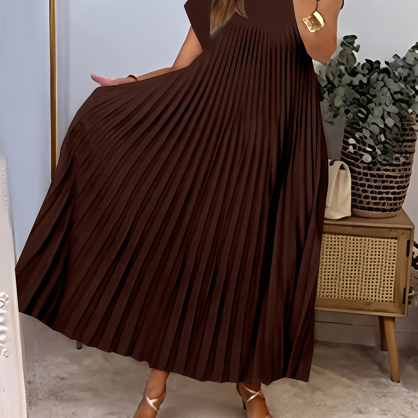 Robe longue plissée