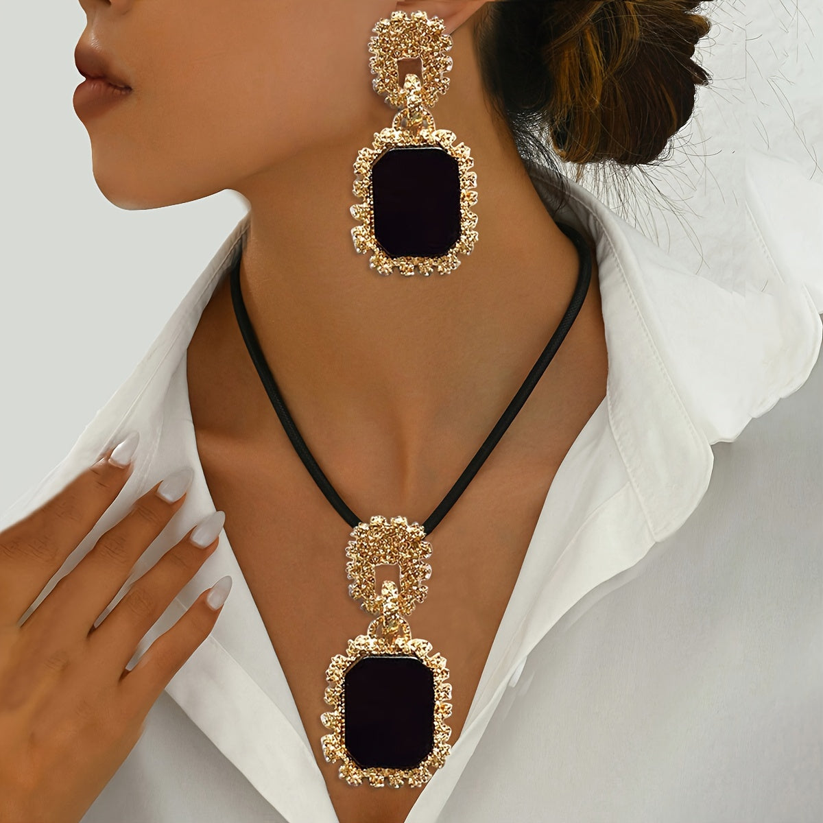 3pcs Automne-Hiver Mode Créatif Polyvalent Style Métal Collier Ensemble