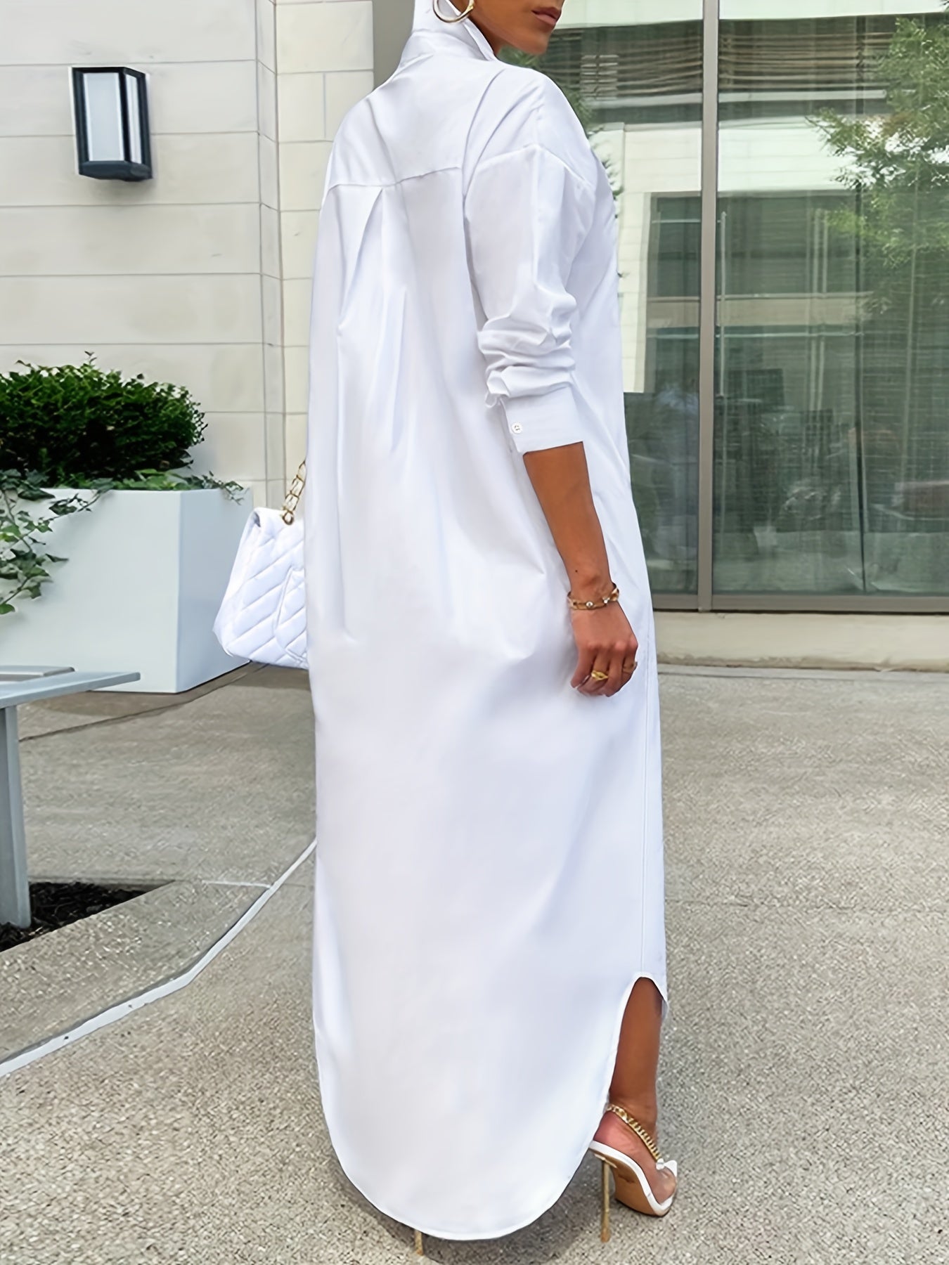Robe chemise longue élégante à manches longues pour femmes