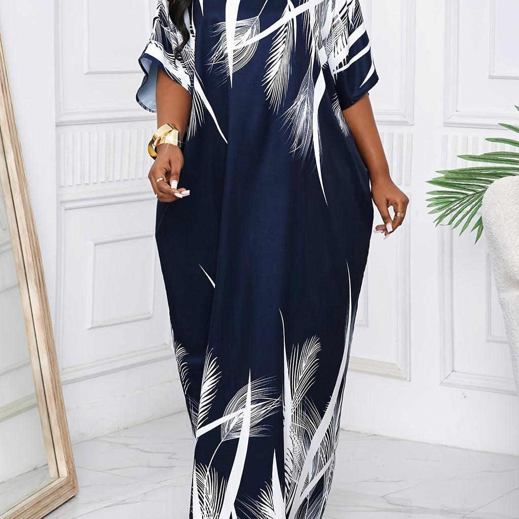 Robe longue élégante à col en V cranté pour femmes