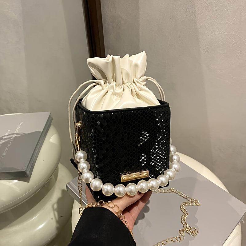 Mini petit sac carré à grille de diamants