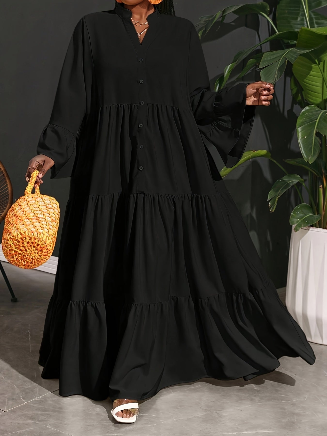 Robe tunique midi élégante - 95 % polyester 5 % élasthan