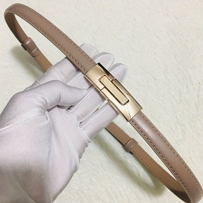 Ceinture en cuir véritable pour femmes large avec boucle dorée