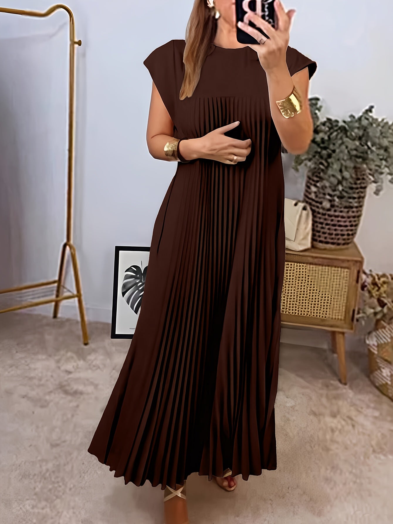 Robe longue plissée