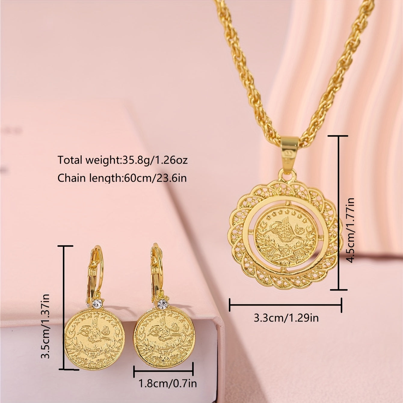 Ensemble de collier et de boucles d’oreilles de style ethnique rond