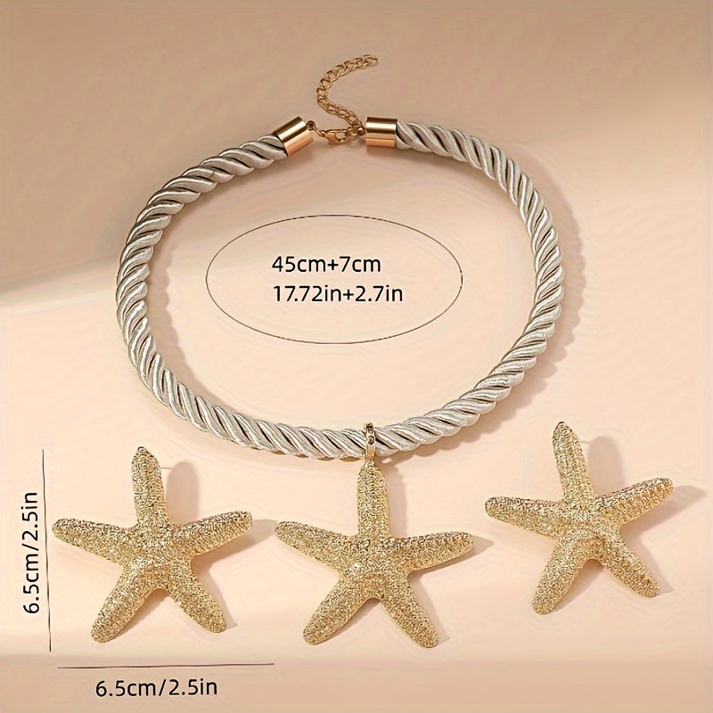 1 ensemble de 3 pièces collier pendentif étoile de mer de mode