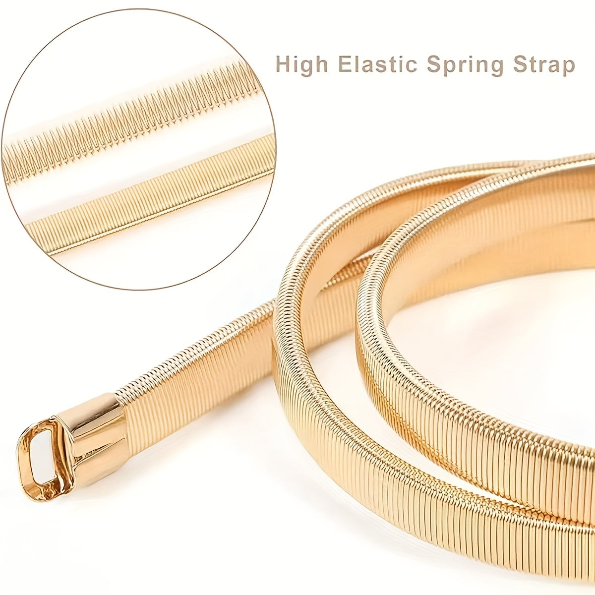 Ceinture de taille élastique à motif géométrique en métal élégant pour femmes pour robes, jupes et chemisiers