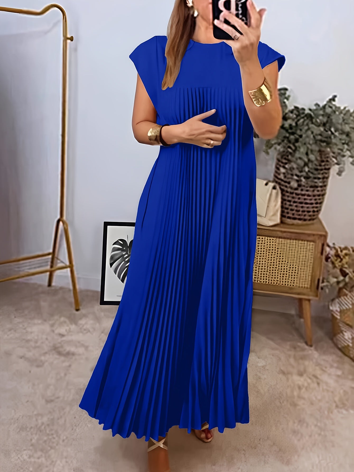 Robe longue plissée