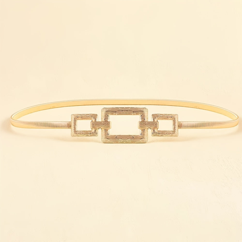 Ceinture de taille élastique à motif géométrique en métal élégant pour femmes pour robes, jupes et chemisiers