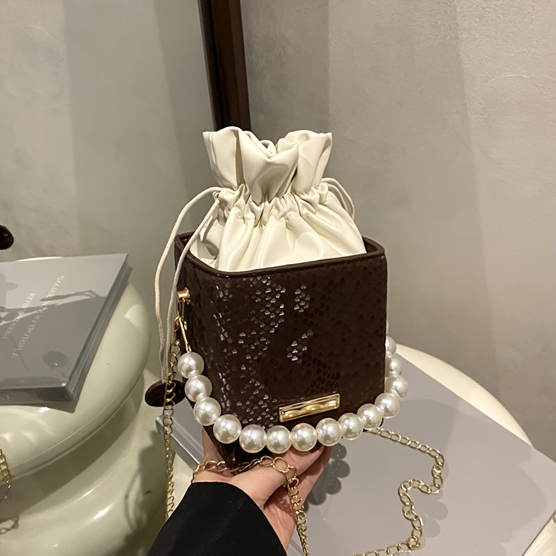 Mini petit sac carré à grille de diamants