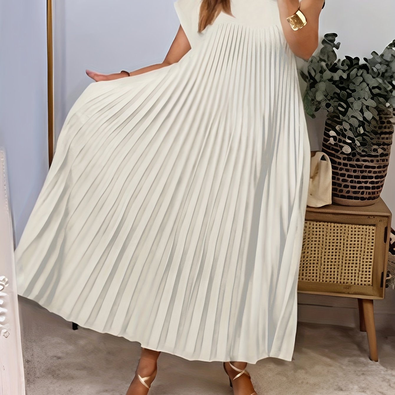 Robe longue plissée
