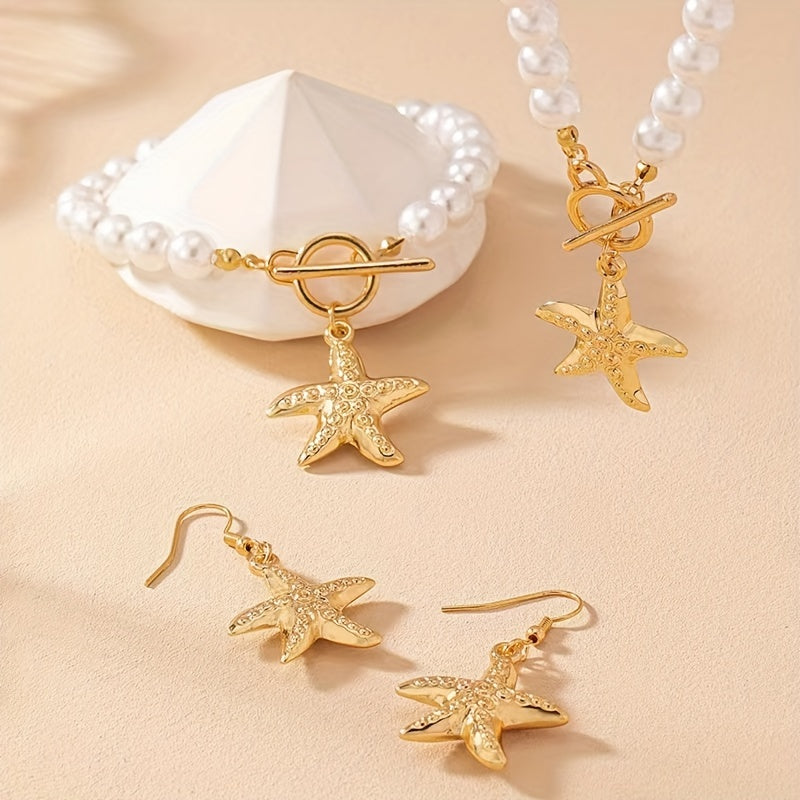 1 ensemble de collier d’étoile de mer de perle d’imitation de nouvelle mode