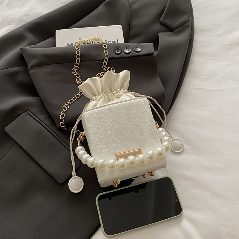 Mini petit sac carré à grille de diamants