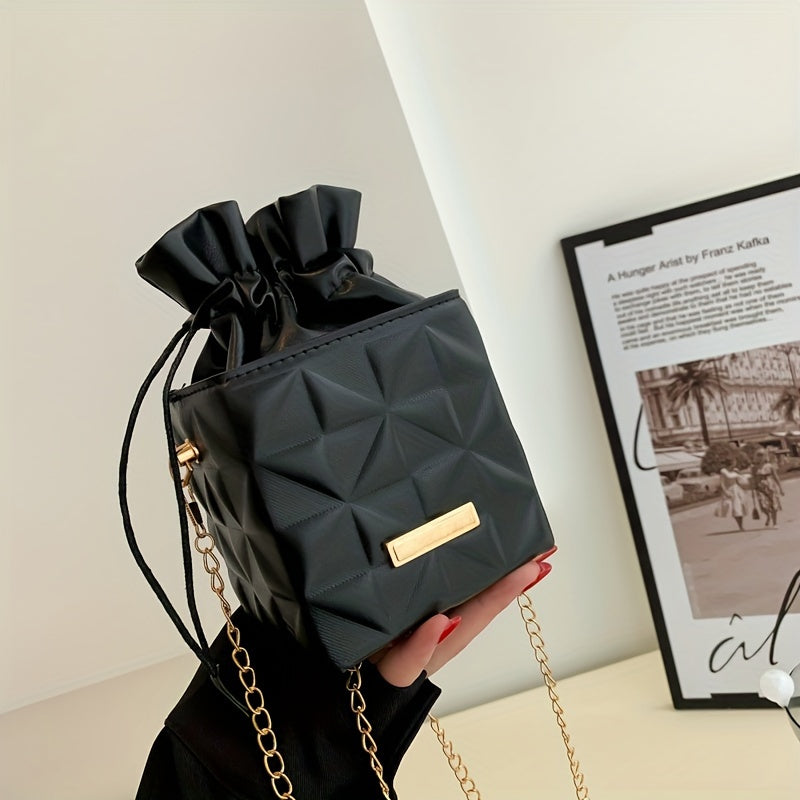 Mini petit sac carré à grille de diamants