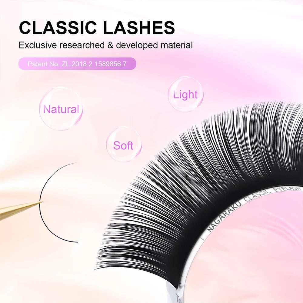 NAGARAKU-Extension de cils en vison synthétique classique, mélange naturel de qualité supérieure, fournitures de maquillage individuel, 16 rangées par étui, 7 ~ 25mm