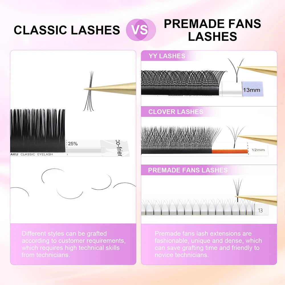 NAGARAKU-Extension de cils en vison synthétique classique, mélange naturel de qualité supérieure, fournitures de maquillage individuel, 16 rangées par étui, 7 ~ 25mm