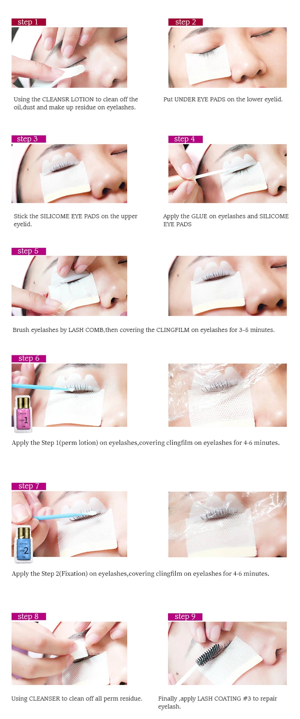 Lotion de levage de cils en Sachet de 0.8g, 10 paires/lot, permanente et réglage, 8 à 12 Minutes, outils de maquillage pour les yeux