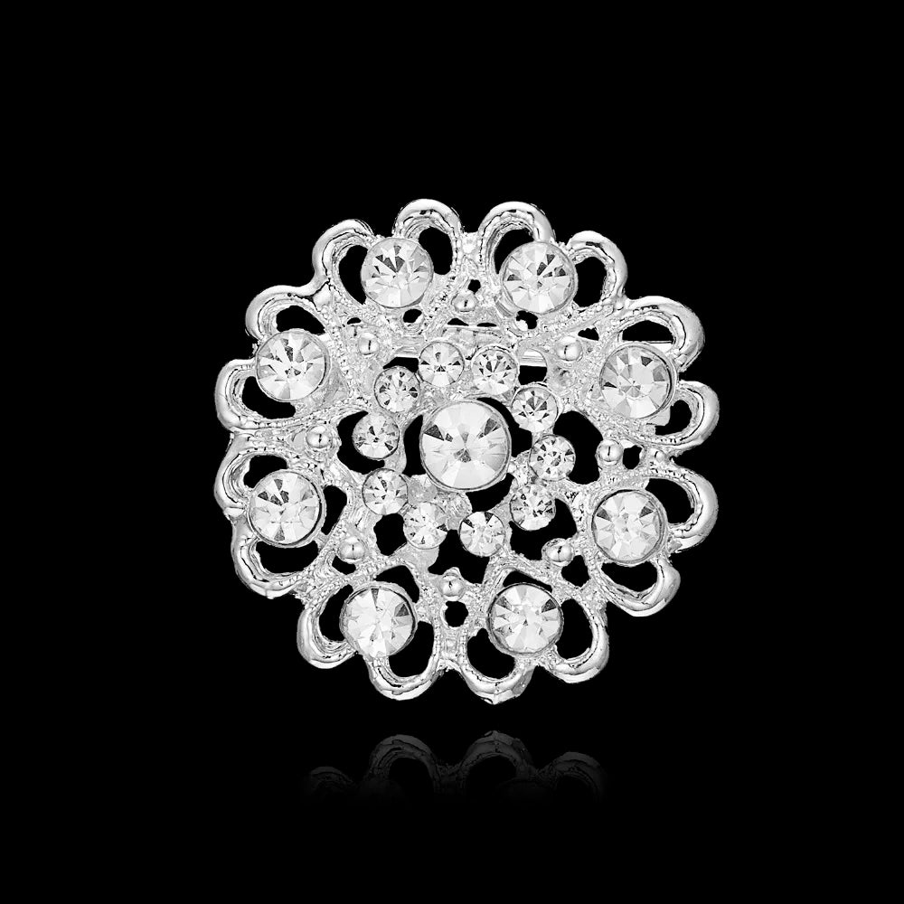 Broche à fleurs en cristal pour femmes, bleu profond, plante, Badge élégant, bijoux à la mode, broche pour fête de mariage, cadeaux de fête