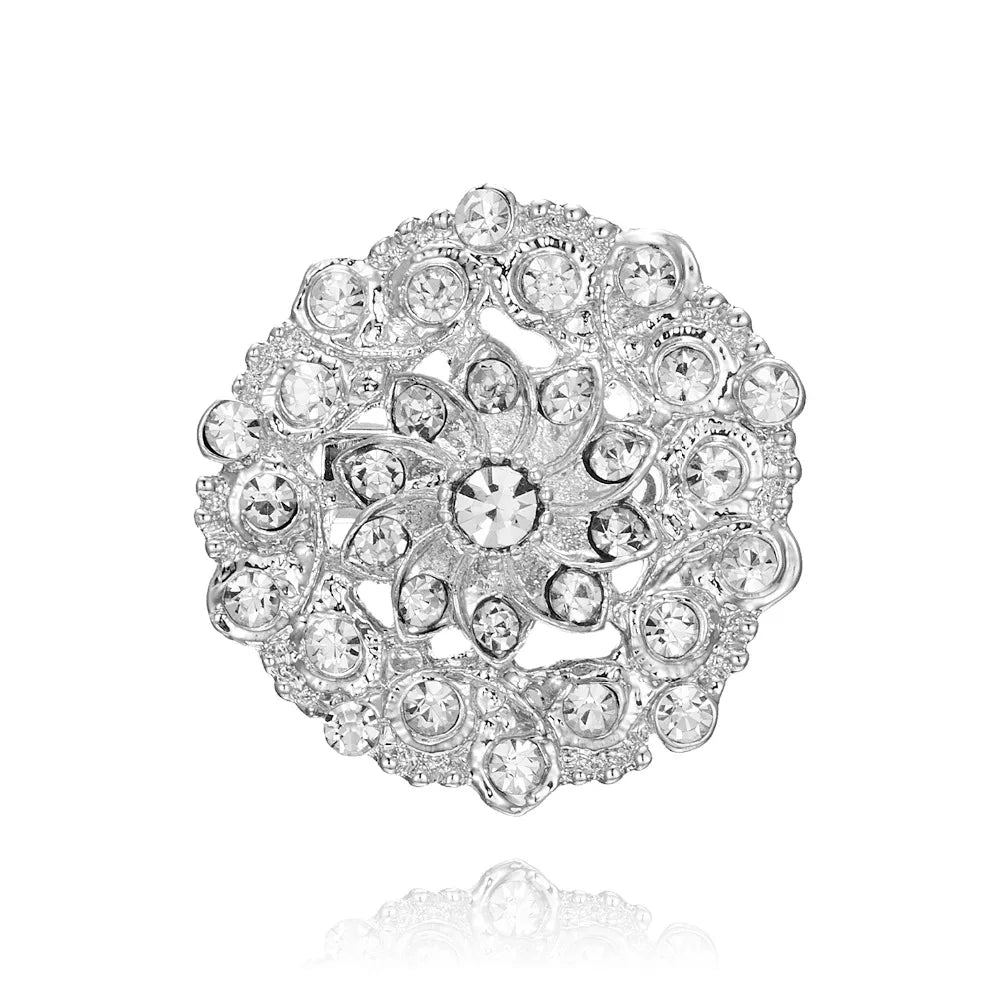Broche à fleurs en cristal pour femmes, bleu profond, plante, Badge élégant, bijoux à la mode, broche pour fête de mariage, cadeaux de fête
