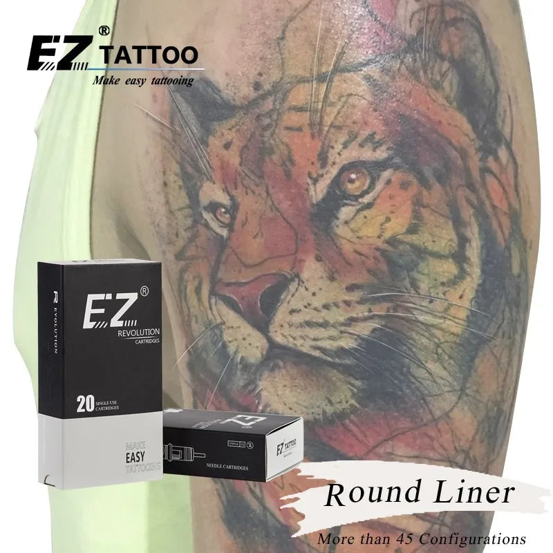 Aiguilles de tatouage à cartouche EZ Revolution, doublure ronde # 08 0.25mm Bugpin Long conique 1/3/5/7/9/11 pour machines et poignées 20 pièces/lot