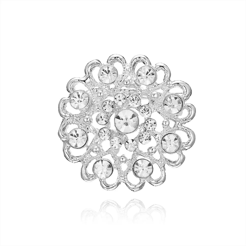 Broche à fleurs en cristal pour femmes, bleu profond, plante, Badge élégant, bijoux à la mode, broche pour fête de mariage, cadeaux de fête