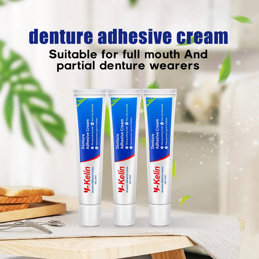 Y-Kelin – crème adhésive pour prothèse dentaire, 120 grammes (40g x 3 paquets), colle forte pour prothèse dentaire, faux cadeau amovible pour personnes âgées