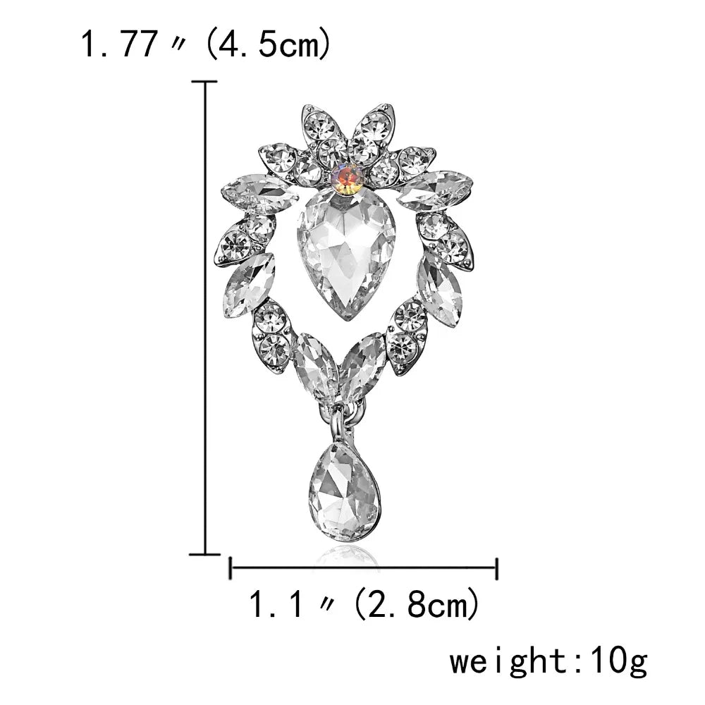 Broche à fleurs en cristal pour femmes, bleu profond, plante, Badge élégant, bijoux à la mode, broche pour fête de mariage, cadeaux de fête