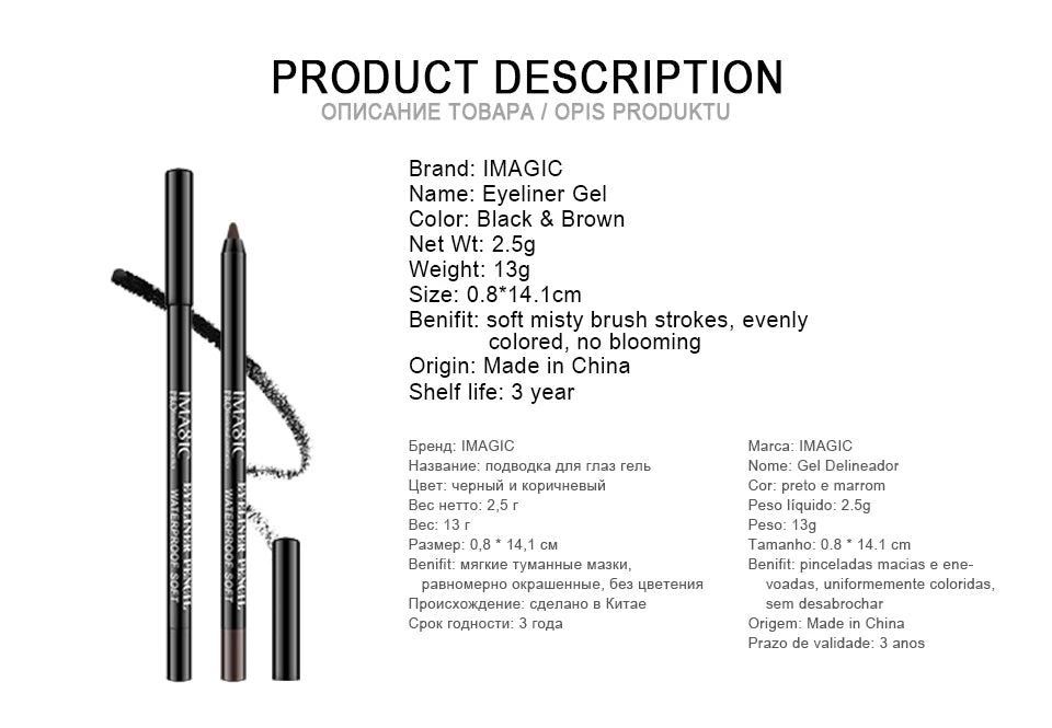 Stylo Eyeliner IMAGIC imperméable, 1 pièce, outil cosmétique de beauté de maquillage noir + 1 taille-crayon