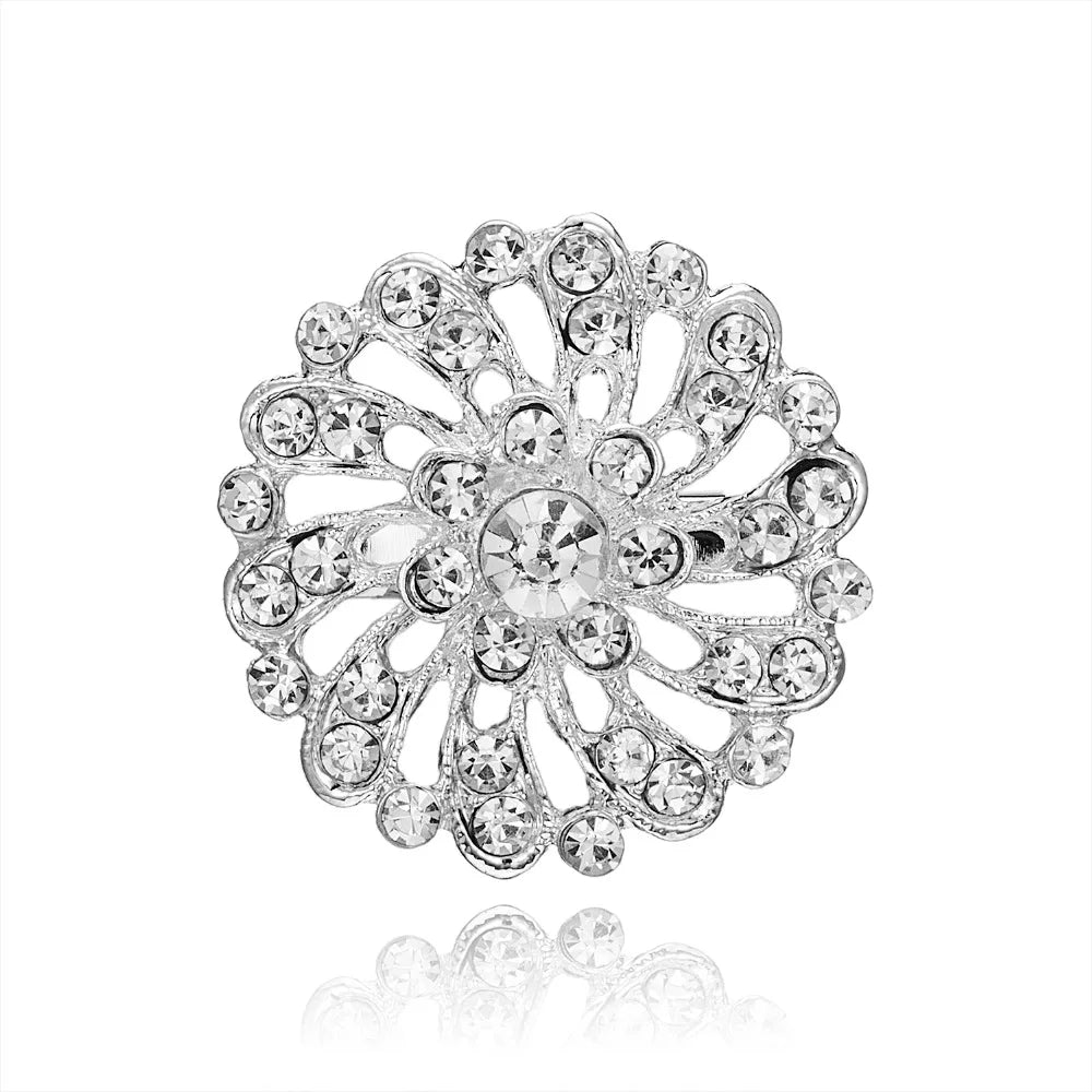 Broche à fleurs en cristal pour femmes, bleu profond, plante, Badge élégant, bijoux à la mode, broche pour fête de mariage, cadeaux de fête