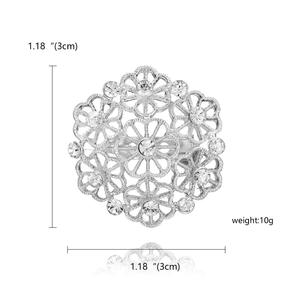 Broche à fleurs en cristal pour femmes, bleu profond, plante, Badge élégant, bijoux à la mode, broche pour fête de mariage, cadeaux de fête