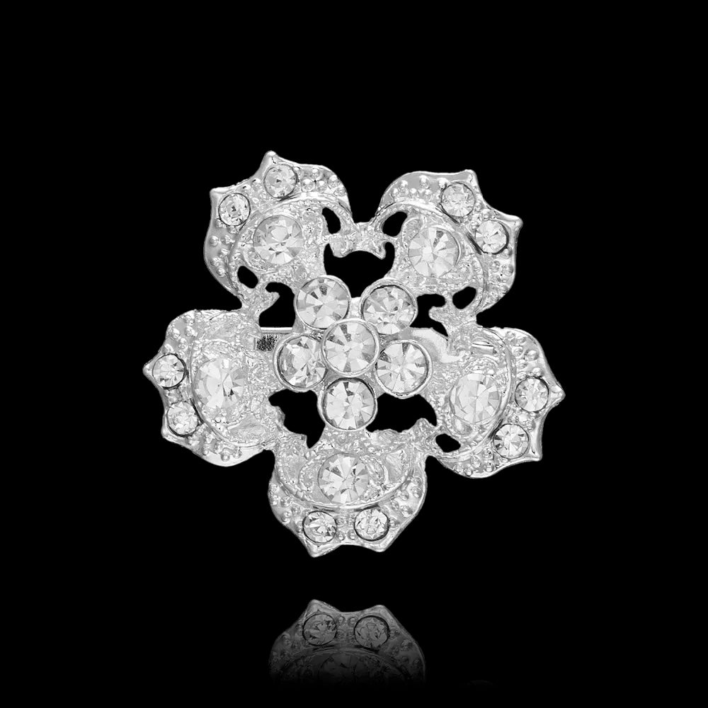 Broche à fleurs en cristal pour femmes, bleu profond, plante, Badge élégant, bijoux à la mode, broche pour fête de mariage, cadeaux de fête