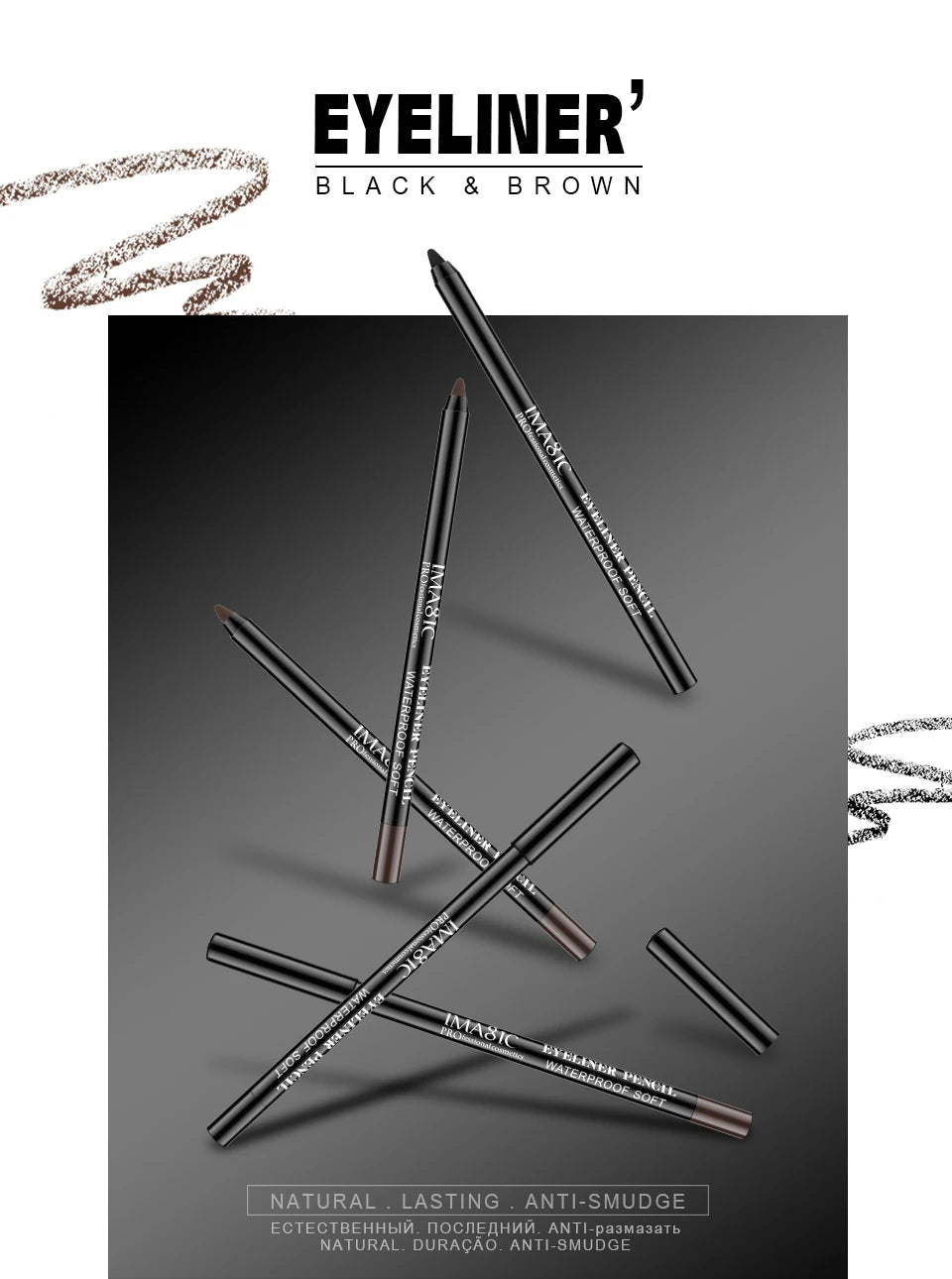Stylo Eyeliner IMAGIC imperméable, 1 pièce, outil cosmétique de beauté de maquillage noir + 1 taille-crayon