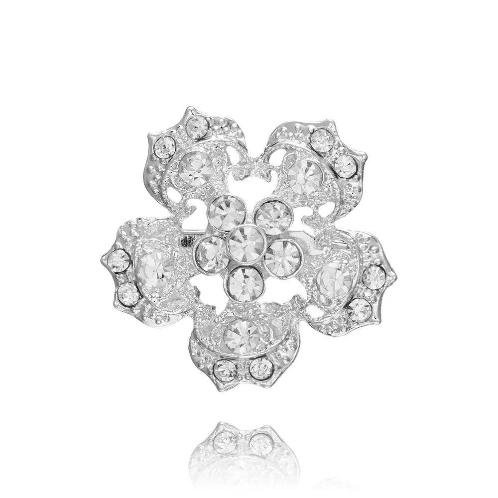 Broche à fleurs en cristal pour femmes, bleu profond, plante, Badge élégant, bijoux à la mode, broche pour fête de mariage, cadeaux de fête