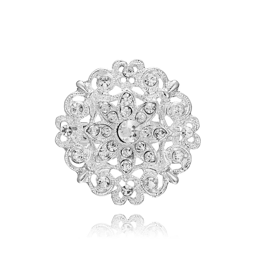 Broche à fleurs en cristal pour femmes, bleu profond, plante, Badge élégant, bijoux à la mode, broche pour fête de mariage, cadeaux de fête