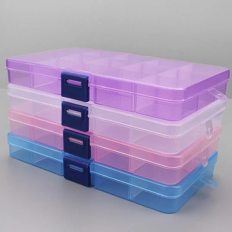 Boîtes de rangement en plastique 6/815, 1 pièce, fentes, emballage réglable, mallette à outils transparente, boîte de rangement artisanale, accessoires de bijoux