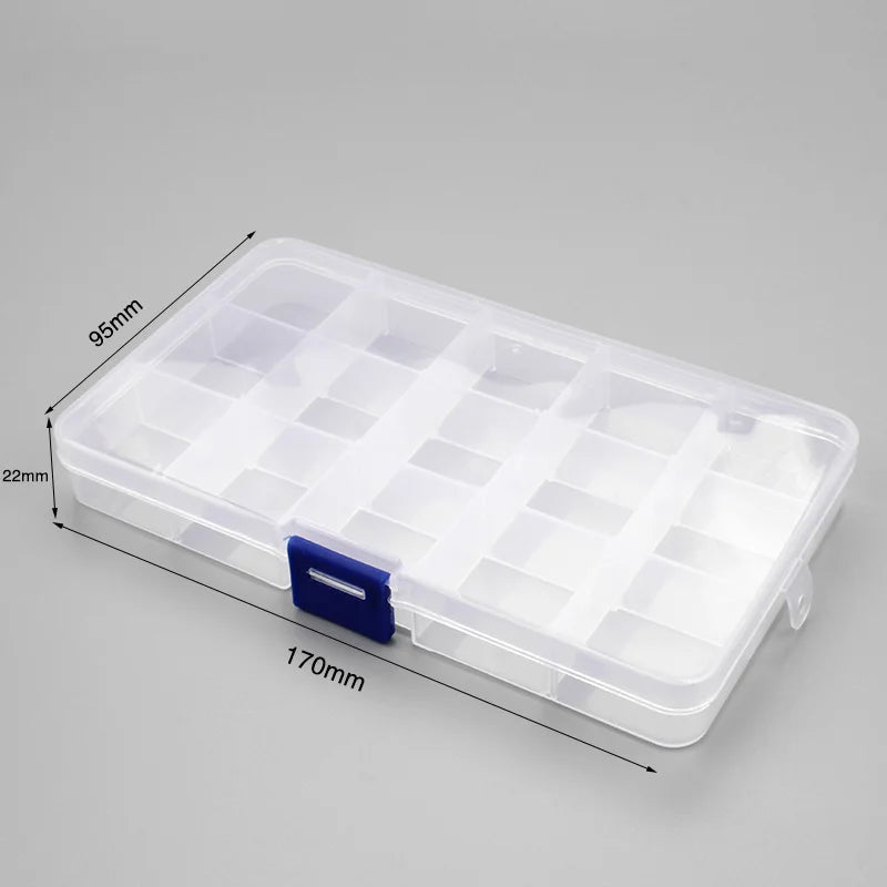 Boîtes de rangement en plastique 6/815, 1 pièce, fentes, emballage réglable, mallette à outils transparente, boîte de rangement artisanale, accessoires de bijoux