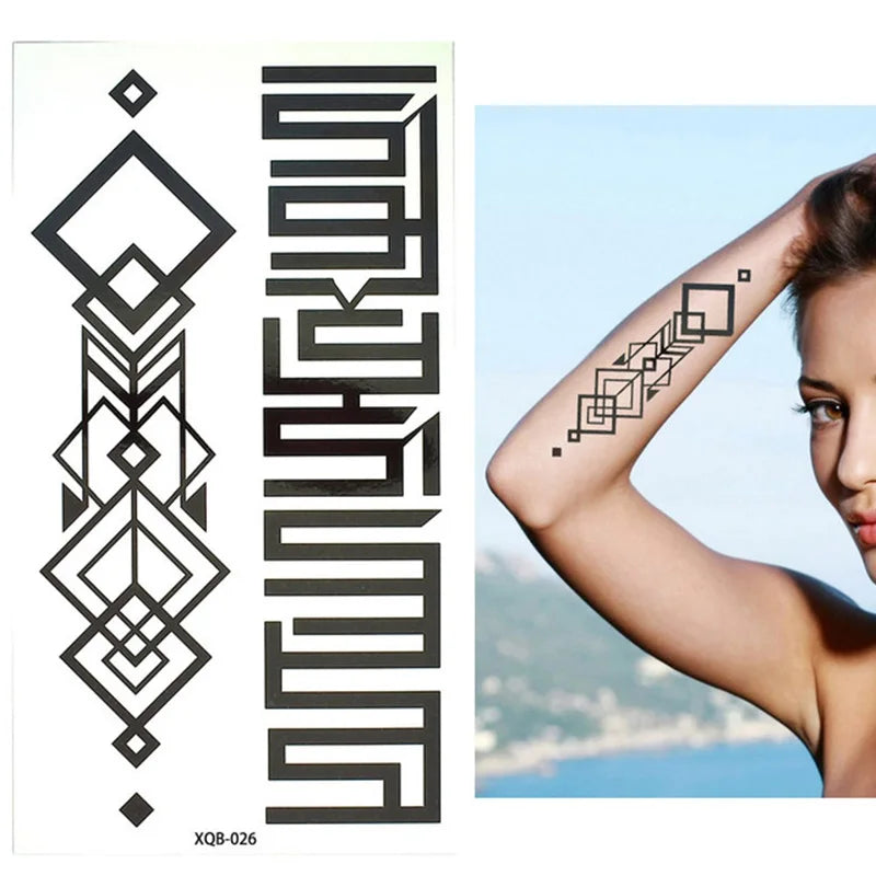 1 pièces boussole flèches chaud noir blanc grande fleur henné tatouage temporaire noir Mehndi Style étanche tatouage autocollant