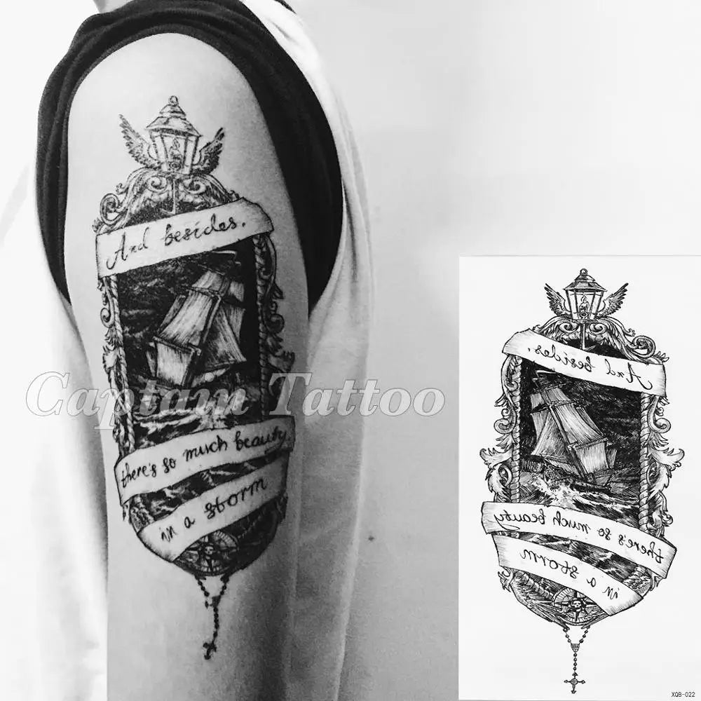 1 pièces boussole flèches chaud noir blanc grande fleur henné tatouage temporaire noir Mehndi Style étanche tatouage autocollant
