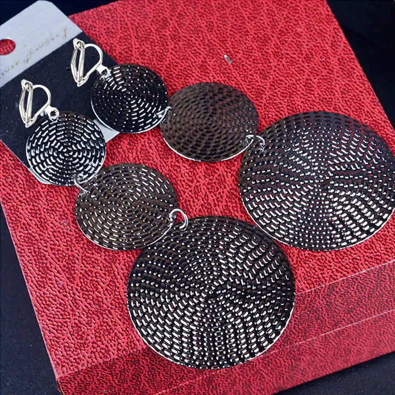 JIOFREE longues boucles d'oreilles à Clip en métal pour femmes boucles d'oreilles Vintage sans Piercing oreille Clip