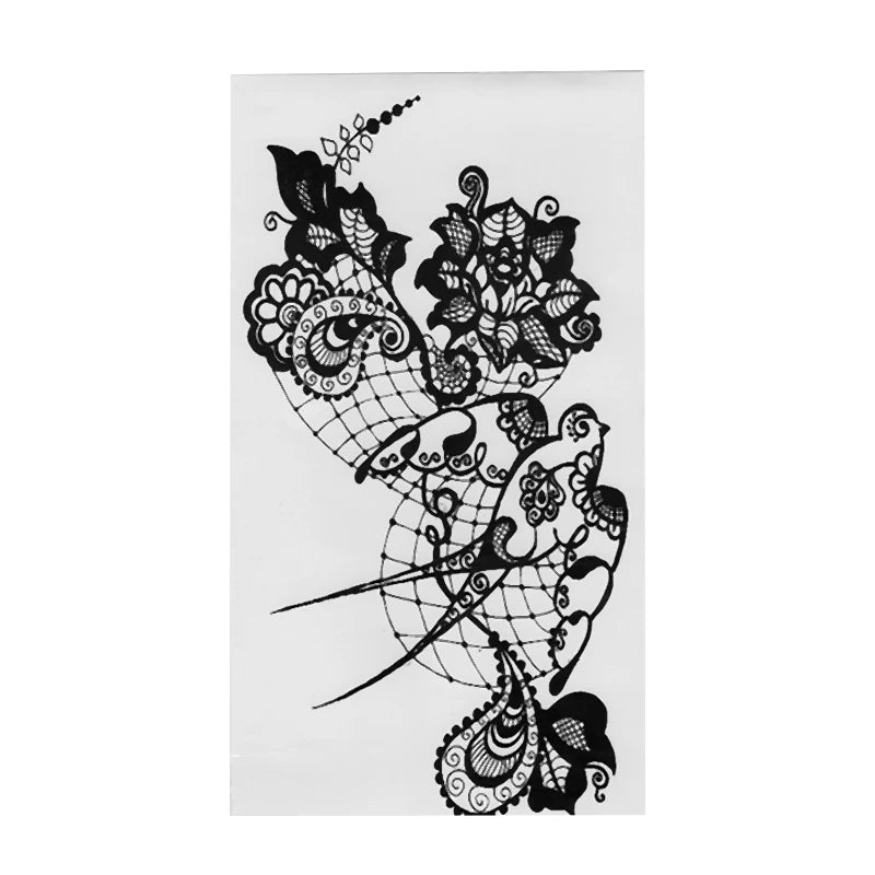 1 pièces boussole flèches chaud noir blanc grande fleur henné tatouage temporaire noir Mehndi Style étanche tatouage autocollant