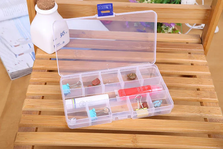 Boîtes de rangement en plastique 6/815, 1 pièce, fentes, emballage réglable, mallette à outils transparente, boîte de rangement artisanale, accessoires de bijoux