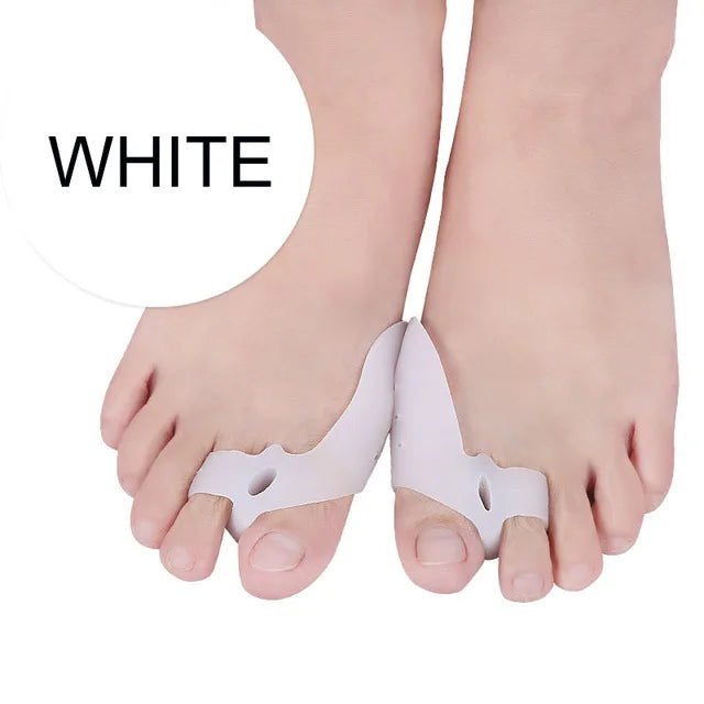 Séparateur d'orteils en Silicone à deux trous, 2 pièces = 1 paire, Gel de protection des doigts, oignon orthopédique, Hallux Valgus, lisseur, pédicure