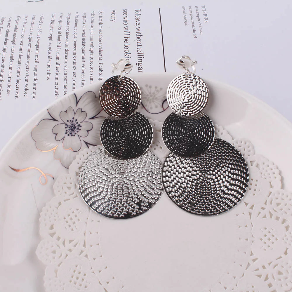 JIOFREE longues boucles d'oreilles à Clip en métal pour femmes boucles d'oreilles Vintage sans Piercing oreille Clip