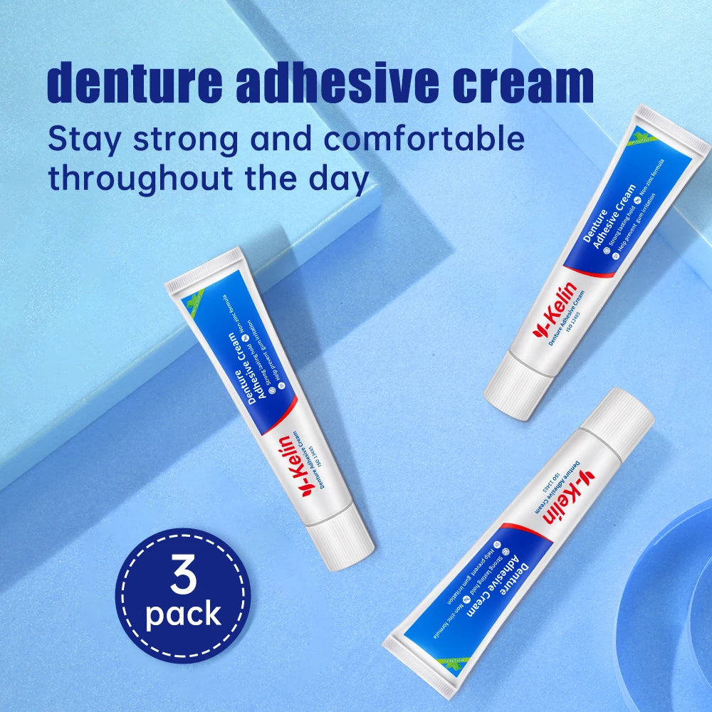 Y-Kelin – crème adhésive pour prothèse dentaire, 120 grammes (40g x 3 paquets), colle forte pour prothèse dentaire, faux cadeau amovible pour personnes âgées