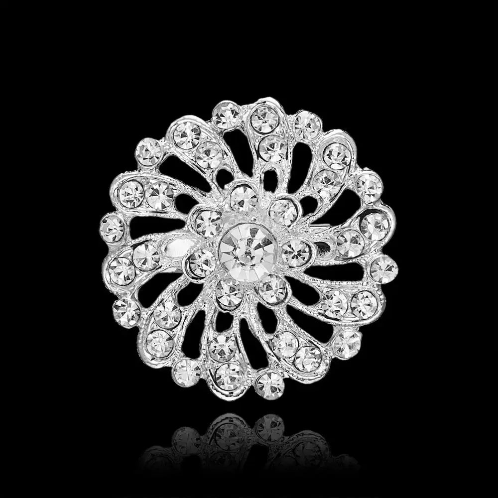 Broche à fleurs en cristal pour femmes, bleu profond, plante, Badge élégant, bijoux à la mode, broche pour fête de mariage, cadeaux de fête