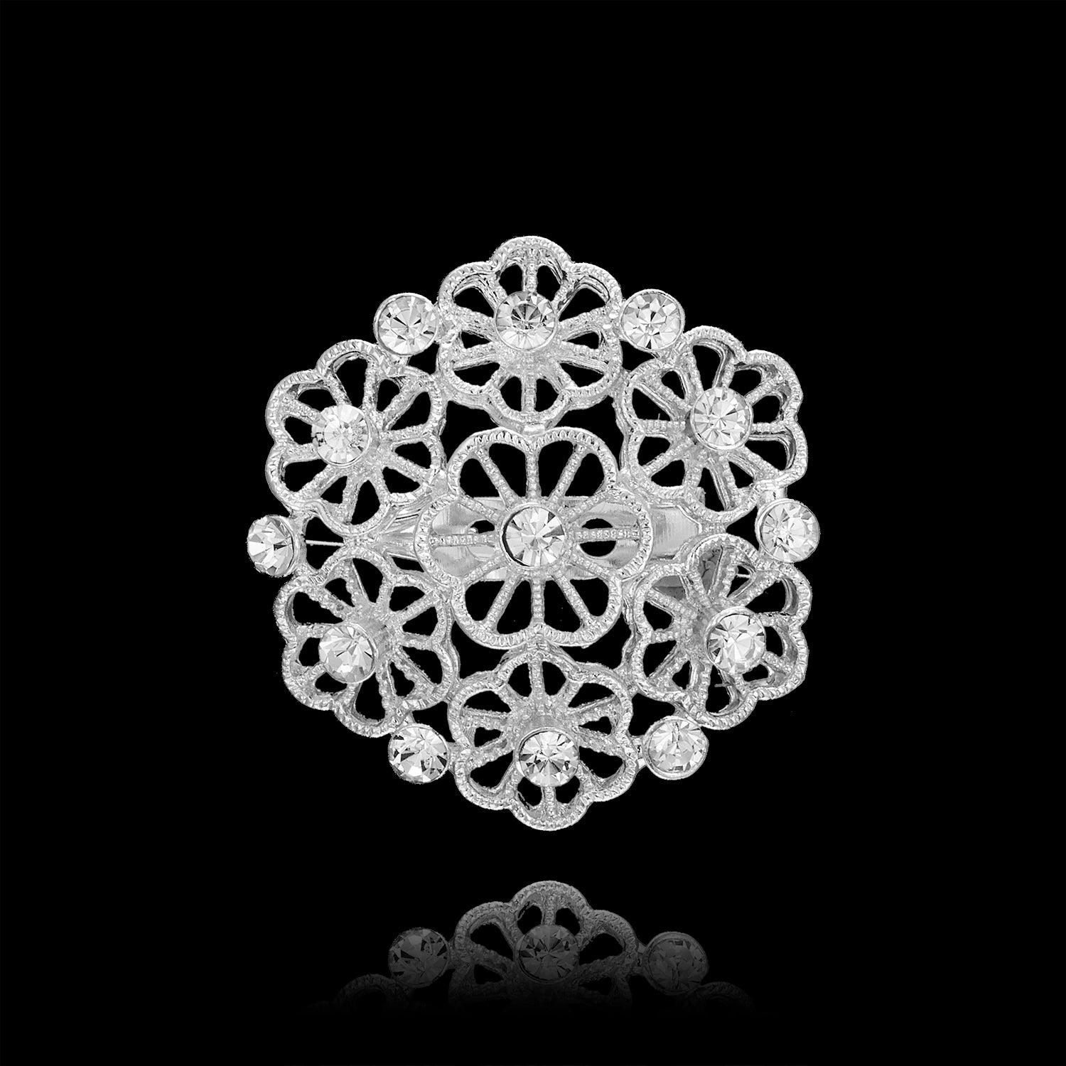 Broche à fleurs en cristal pour femmes, bleu profond, plante, Badge élégant, bijoux à la mode, broche pour fête de mariage, cadeaux de fête